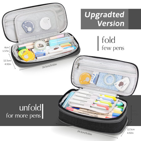 Afomida Trousse Pliable Grande Capacité Fournitures Scolaires Bureau Pour Garçon Fille Ado Étudiant avec Fermeture à Glissière, 