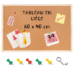 Creative Home Tableau Liege Mural 60 x 40 cm (+/- 2 cm) | Panneau Liege Mural | Tableau Liège | Tableau Cuisine | Petit Bureau |