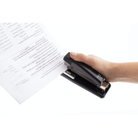 D.RECT | Agrafeuse Rotative 5414 | Agrafeuse Rotative 30 Feuilles | Leitz Petite Agrafeuse de Bureau | Noir |