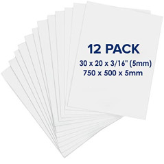 Carton Plume (Foam Board) 750 x 500 x 5mm – Pack de 12 Plaques – Panneau D’affichage Blanc, Grand, sans Acide, Carton Mousse pou