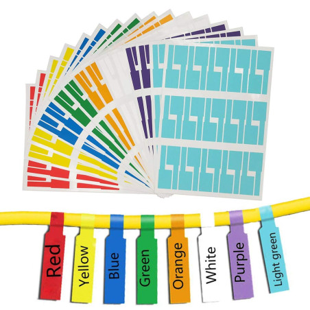 Cable Etiquette,Marquage Cable 480 Étiquettes Autocollant Étanche Résistant à la Déchirure Durable pour Marquer Identifier et Or