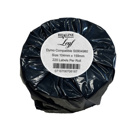 LEYF Etiquettes pour étiqueteuses Dymo 4XL - S0904980-104mm x 159mm – 1 rouleau d'étiquettes x 220 pièces par rouleau = 220 Étiq