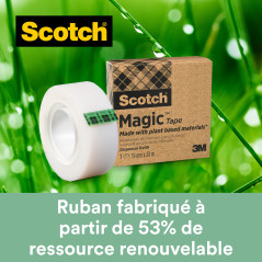 Scotch Distributeur de Ruban Adhésif Pondéré Rechargeable C60, Noir - 100 % recyclée avec 1 Rouleau de Ruban Scotch Magic "Un Ch