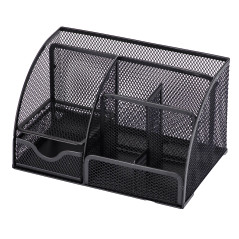 RICOO Rangement Bureau B001-B - Organisateur de Bureau en Maille Métallique avec Tiroir - Accessoire de Rangement Tiroir et Casi