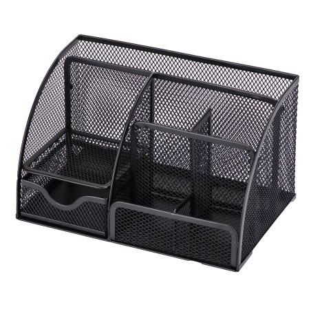 RICOO Rangement Bureau B001-B - Organisateur de Bureau en Maille Métallique avec Tiroir - Accessoire de Rangement Tiroir et Casi