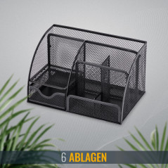 RICOO Rangement Bureau B001-B - Organisateur de Bureau en Maille Métallique avec Tiroir - Accessoire de Rangement Tiroir et Casi