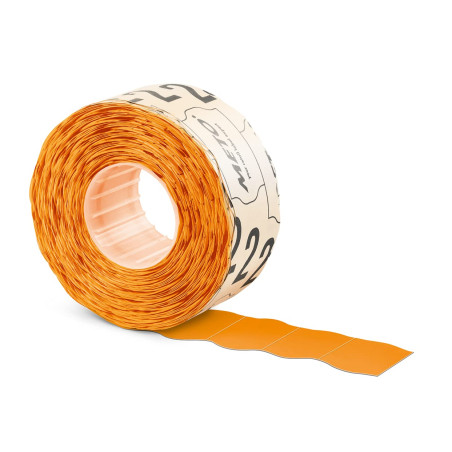 Étiquettes Meto pour étiqueteuse manuelle (26x16 mm, 2 lignes, papier orange fluo, 12 000 étiquettes, adhésives permanentes, pou