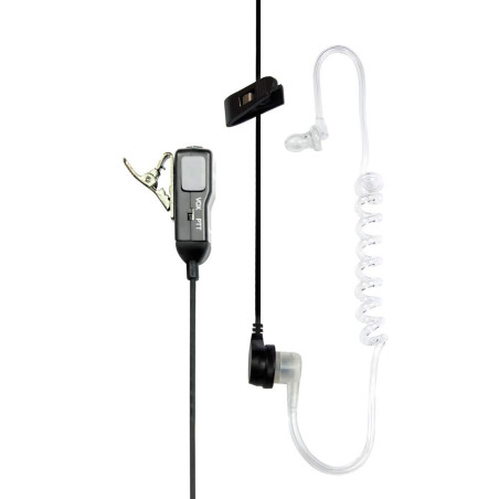 Midland - Micro Écouteur Mono MA31-M Pneumatique 2 Pin, Sécurité et Outdoor, Cable Microphone Silicone Transparent, Étanche, VOX