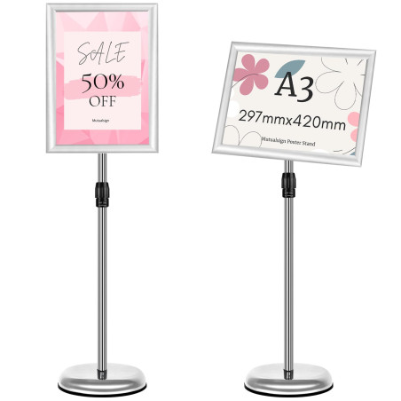 Mutualsign Porte affiche A3 Présentoir sur pied, Support pour affiche, Présentoir publicitaire remplaçable, Support de signe en 