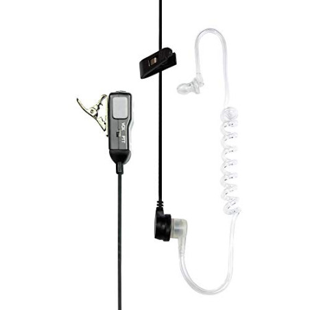 Midland - Micro Écouteur Mono MA31-M Pneumatique 2 Pin, Sécurité et Outdoor, Cable Microphone Silicone Transparent, Étanche, VOX