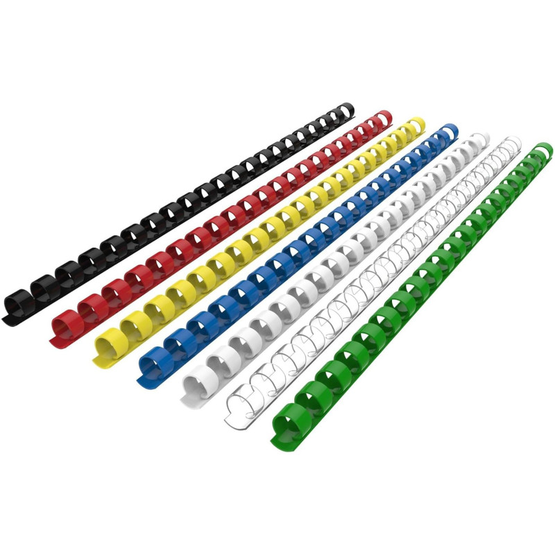 RAYSON Peignes de reliure, 21 anneaux, capacité de reliure de 55 feuilles, dos de reliure en plastique de 10 mm, A4, multicolore RAYSON Peignes de reliure, 21 anneaux, capacité de reliure de 55 feuilles, dos de reliure en plastique de 10 mm, A4, multicolore