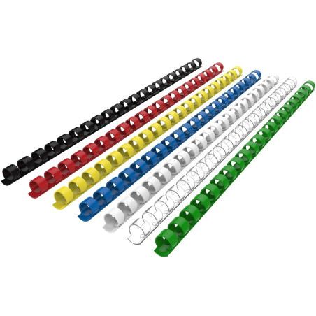 RAYSON Peignes de reliure, 21 anneaux, capacité de reliure de 55 feuilles, dos de reliure en plastique de 10 mm, A4, multicolore