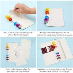 BOBOZHONG 90 PCS Disques en Plastique Disques à Anneaux de Reliure Multicolores Disques d'Extension pour Ajouter des Pages Suppl