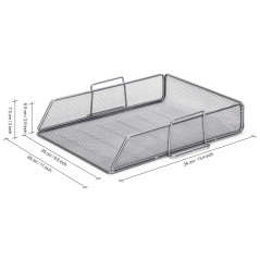 Exerz EX63574-2SLV Lot de 2 trieurs de Papier/Plateau/Organiseur de Bureau/Porte-dossiers en Maille métallique Multifonction pou
