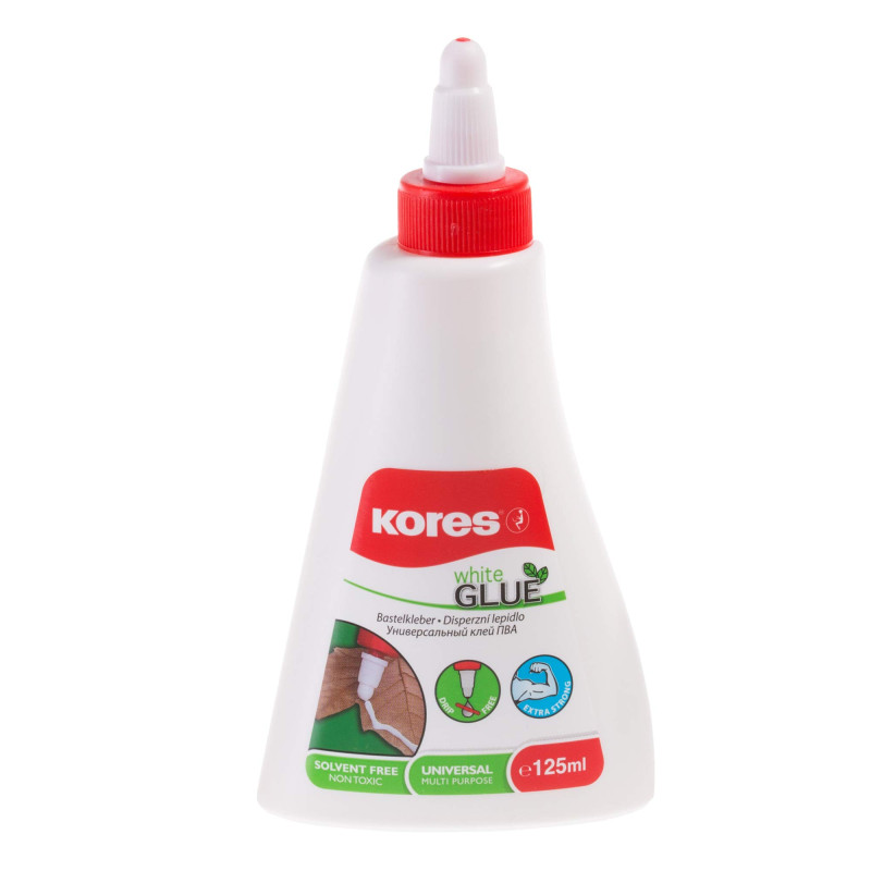 Kores - Colle Liquide de Bricolage Blanche, Fixation Extra-Forte, pour Enfants et Adultes, Sûre et Non Toxique, pour l'Artisanat