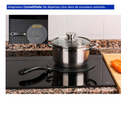 ComwithSafe Adaptateur Induction 24 CM avec Revêtement Haute Température 3,4MM - Ne CHANGE PAS de COULEUR -Plaque Diffuseur de C