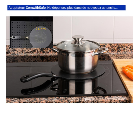 ComwithSafe Adaptateur Induction 24 CM avec Revêtement Haute Température 3,4MM - Ne CHANGE PAS de COULEUR -Plaque Diffuseur de C