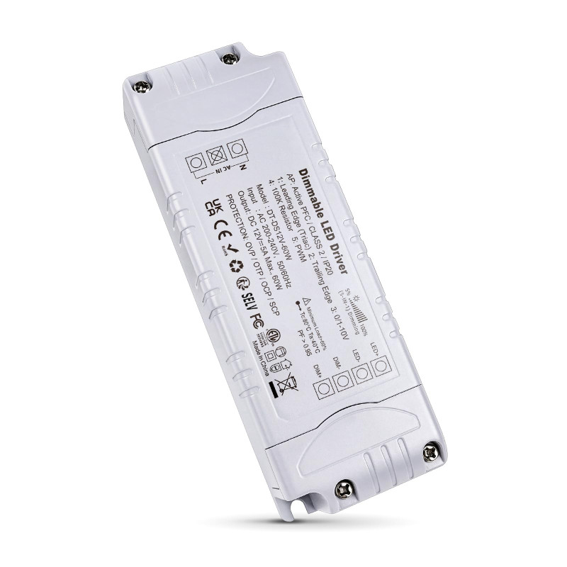 REYLAX Transformateur 220V 12V 60W 5A Dimmable Triac & 0/1-10V, Alimentation de Tension Constante Transformateur LED Basse Tensi REYLAX Transformateur 220V 12V 60W 5A Dimmable Triac & 0/1-10V, Alimentation de Tension Constante Transformateur LED Basse Tensi