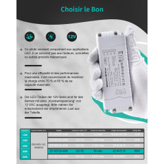 REYLAX Transformateur 220V 12V 60W 5A Dimmable Triac & 0/1-10V, Alimentation de Tension Constante Transformateur LED Basse Tensi