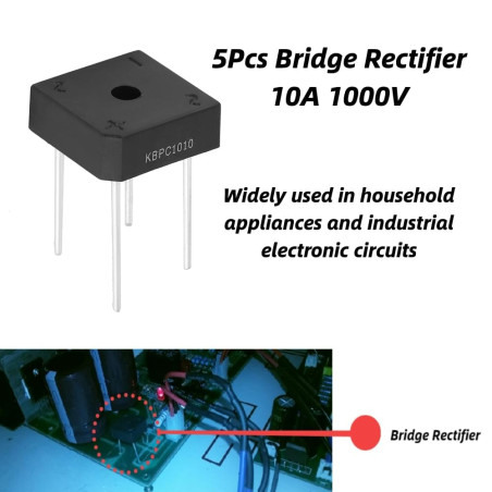 Redresseur De Diode Sur Pont 10A 1000V Performances Stables À 4 Broches Application Electronique (5Pcs)