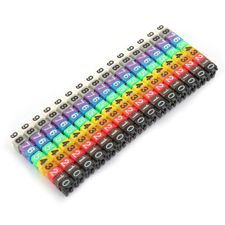 Clip-on String Marquage Box Numérique en Plastique Étiquette de Fil Coloré pour Marqueur de Câble et Tube (150PCS -1.5MM)