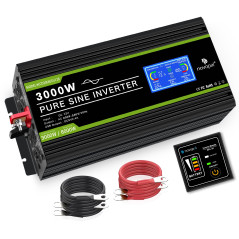 NOVOPAL Convertisseur Pur Sinus 3000W- Onduleur Convertisseur 12V 220V 230V avec télécommande et Dual AC Prises et écran LCD,pou