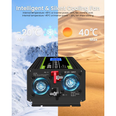 NOVOPAL Convertisseur Pur Sinus 3000W- Onduleur Convertisseur 12V 220V 230V avec télécommande et Dual AC Prises et écran LCD,pou