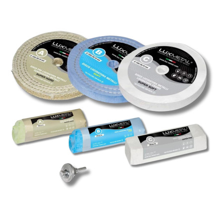 Lux Metal - Kit 3 Disques de Polissage de 150 mm et 3 Pâtes Abrasives de 250 gr - Parfaits pour polir des métaux tels que l'alum
