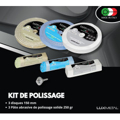 Lux Metal - Kit 3 Disques de Polissage de 150 mm et 3 Pâtes Abrasives de 250 gr - Parfaits pour polir des métaux tels que l'alum