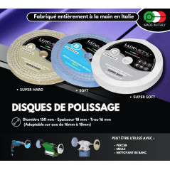 Lux Metal - Kit 3 Disques de Polissage de 150 mm et 3 Pâtes Abrasives de 250 gr - Parfaits pour polir des métaux tels que l'alum