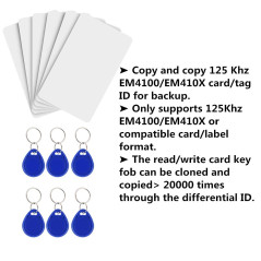 Kafuty Copieur de Carte d'Identité RFID à Main, 125 KHz Lecteur de Copieur, Duplicateur de Graveur, 6pcs Graveurs + 6pcs Cartes