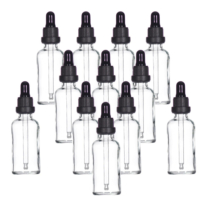 YIZHAO Flacon Compte Gouttes 50ml, Transparent Flacon Huile Essentielle Vide avec Pipette Verre, pour Huile Essentielle, Aromath