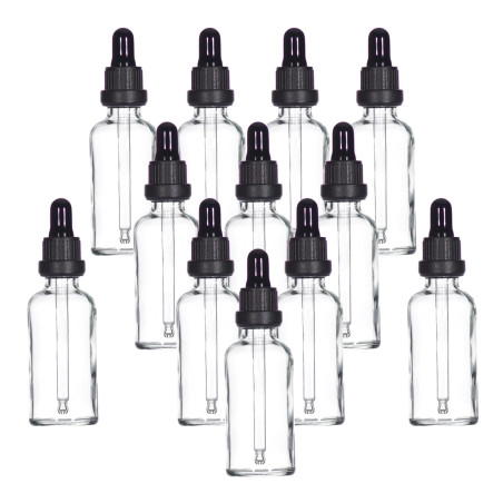 YIZHAO Flacon Compte Gouttes 50ml, Transparent Flacon Huile Essentielle Vide avec Pipette Verre, pour Huile Essentielle, Aromath