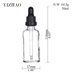 YIZHAO Flacon Compte Gouttes 50ml, Transparent Flacon Huile Essentielle Vide avec Pipette Verre, pour Huile Essentielle, Aromath