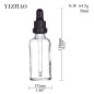 YIZHAO Flacon Compte Gouttes 50ml, Transparent Flacon Huile Essentielle Vide avec Pipette Verre, pour Huile Essentielle, Aromath