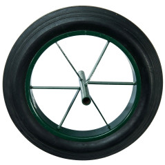 WERKA PRO Roue Increvable 15'' - Pneu Dur Ø385 x 66 mm - Axe 20 mm - Jante Métal - Pour Brouette Jardin - Alésage 20 mm - Longue