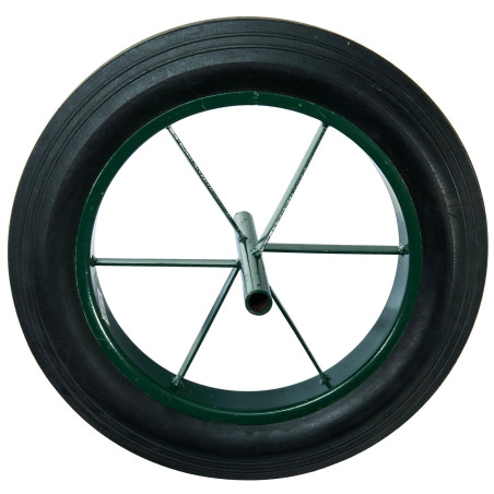 WERKA PRO Roue Increvable 15'' - Pneu Dur Ø385 x 66 mm - Axe 20 mm - Jante Métal - Pour Brouette Jardin - Alésage 20 mm - Longue