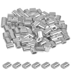 100 Pièces Manchons en Aluminium Ovale, Clip à Sertir en Aluminium, Ovale Manchons de Câble en Aluminium, Ferrules à Virole pour