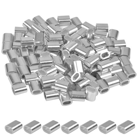 100 Pièces Manchons en Aluminium Ovale, Clip à Sertir en Aluminium, Ovale Manchons de Câble en Aluminium, Ferrules à Virole pour