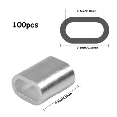 100 Pièces Manchons en Aluminium Ovale, Clip à Sertir en Aluminium, Ovale Manchons de Câble en Aluminium, Ferrules à Virole pour