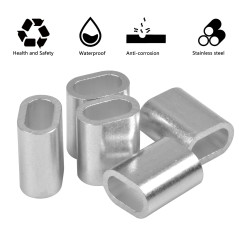 100 Pièces Manchons en Aluminium Ovale, Clip à Sertir en Aluminium, Ovale Manchons de Câble en Aluminium, Ferrules à Virole pour