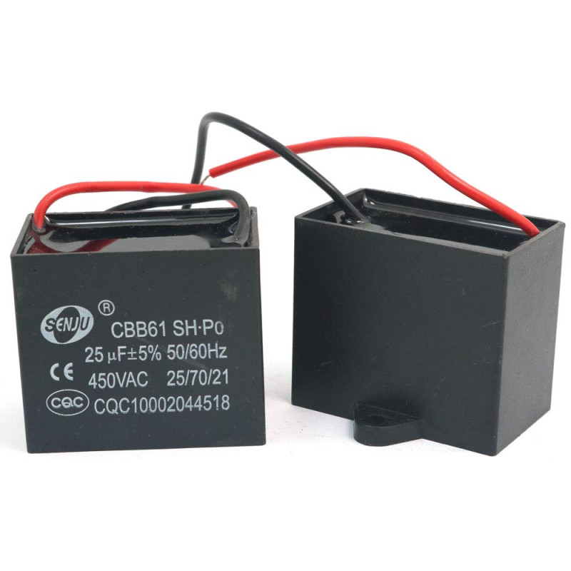 DollaTek 2Pcs CBB61 25uF 450V AC 50/60Hz Ventilateur Moteur en Courant Condensateur