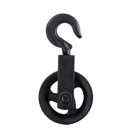 KATSU Roue de Poulie 100mm, Poulie Noire, Capacité de Chargement 160KG, Bloc de Poulie de Corde de Roue à Main Suspendue avec Cr