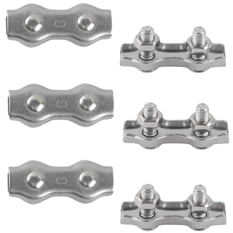 M6 Duplex Clips Serre-câbles en Acier Inoxydable 304 Pinces Duplex pour Filin pour Cordes à Linge en Câble Métallique Voiles de 