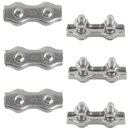 M6 Duplex Clips Serre-câbles en Acier Inoxydable 304 Pinces Duplex pour Filin pour Cordes à Linge en Câble Métallique Voiles de 