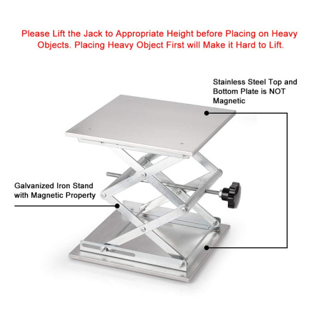 stonylab Table Élévatrice de Laboratoire, Table de Levage Plate-Forme de Laboratoire en Acier Inoxydable, 300 x 300 mm, Hauteur