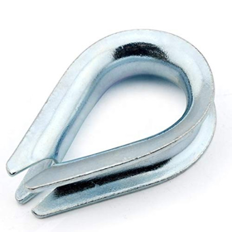 Constrabo | 10x Cosse Coeur pour câble acier 7 mm DIN 6899 B | Fil d'acier galvanisé Corde Dé à Coudre | Câble Cosse Coeur, Câbl