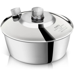 AIESI® Lampe à alcool en acier inoxydable contenance 120 ml avec bouchon à vis et mèche, Brûleur, Réchaud à alcool, Garantie 24