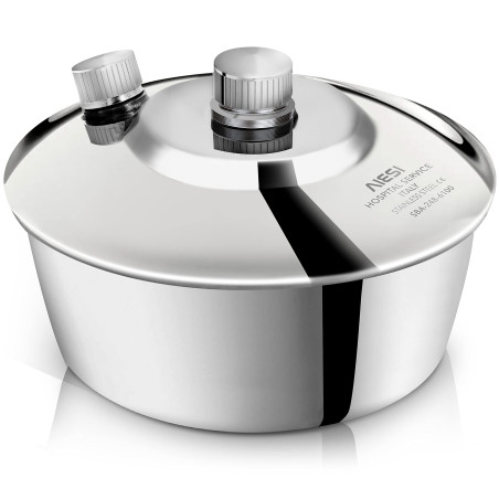 AIESI® Lampe à alcool en acier inoxydable contenance 120 ml avec bouchon à vis et mèche, Brûleur, Réchaud à alcool, Garantie 24