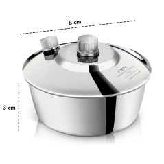 AIESI® Lampe à alcool en acier inoxydable contenance 120 ml avec bouchon à vis et mèche, Brûleur, Réchaud à alcool, Garantie 24 